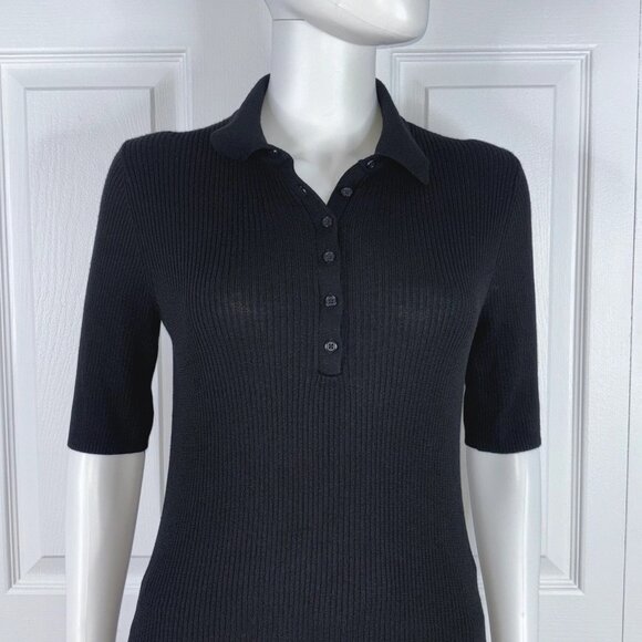 ICONE medium women's black short-sleeved polo knit sweater - Picture 2 of 2